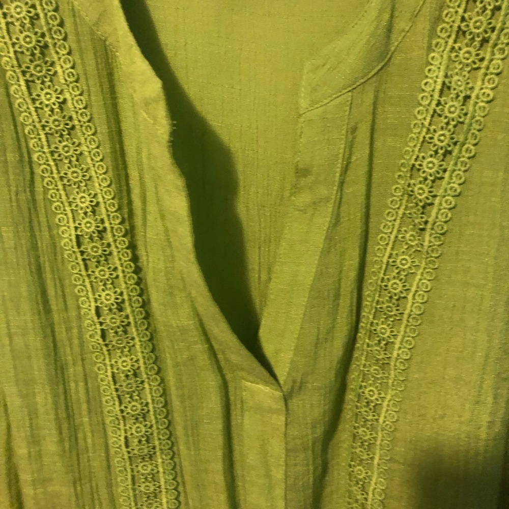 Counterparts Lime Green Blouse with Lace Detailing - Picture 5 of 5